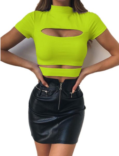 2019 new women's t-shirt solid half high collar hollow splicing short sleeve, Black;gray
2019 new women's t-shirt solid half high collar hollow splicing short sleeve, Black;gray