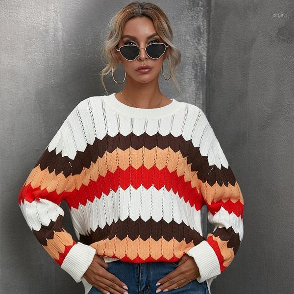 women's sweaters autumn striped contrast patchwork sweater knitted long sleeve o-neck female streetwear casual ladies clothes, White;black
women's sweaters autumn striped contrast patchwork sweater knitted long sleeve o-neck female streetwear casual ladies clothes, White;black