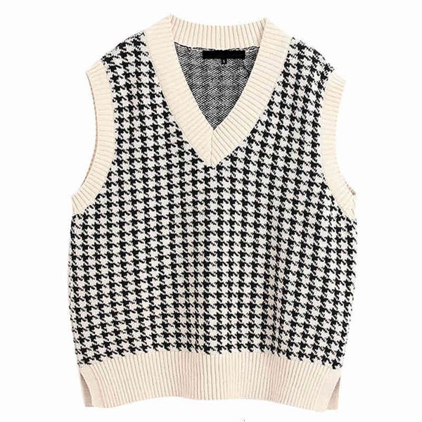 women's sweaters knitted vest fashion loose vintage female waistcoat chic oversize houndstooth clothes outfit m344, White;black
women's sweaters knitted vest fashion loose vintage female waistcoat chic oversize houndstooth clothes outfit m344, White;black
