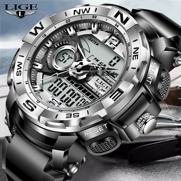 lige mens watches military 50m waterproof sport satch alarm led digital watch men big dial clock for male relogio masculino, Silver
lige mens watches military 50m waterproof sport satch alarm led digital watch men big dial clock for male relogio masculino, Silver