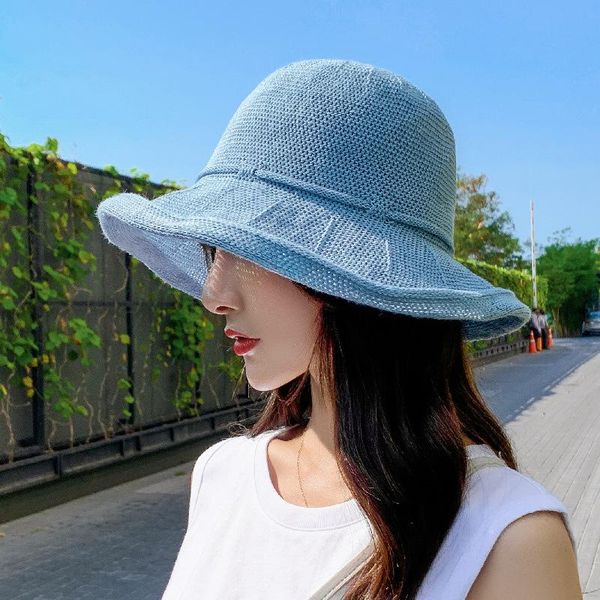 wide brim hats knitting with cap 2021 japanese leisure spring/summer sunshade hat joker fisherman restoring ancient ways, Blue;gray
wide brim hats knitting with cap 2021 japanese leisure spring/summer sunshade hat joker fisherman restoring ancient ways, Blue;gray