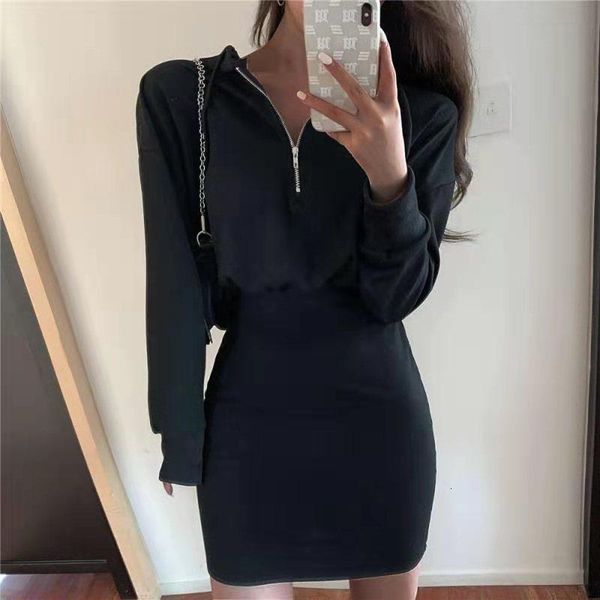autumn slim fashion zipper o neck sport pullover casual solid color bodycon long sleeves mini dress elegant party vestidos l8ji, Black;gray
autumn slim fashion zipper o neck sport pullover casual solid color bodycon long sleeves mini dress elegant party vestidos l8ji, Black;gray