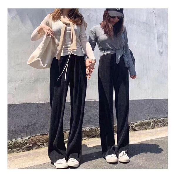 women's pants & capris loose wide log solid color pleated mid twist 2021 fashion women casual, Black;white
women's pants & capris loose wide log solid color pleated mid twist 2021 fashion women casual, Black;white