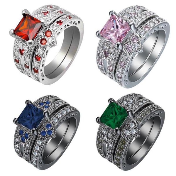 cluster rings vintage jewelry couple 925 sterling silver&black gold radiant ruby gemstones party women wedding bridal ring set gift, Golden;silver
cluster rings vintage jewelry couple 925 sterling silver&black gold radiant ruby gemstones party women wedding bridal ring set gift, Golden;silver