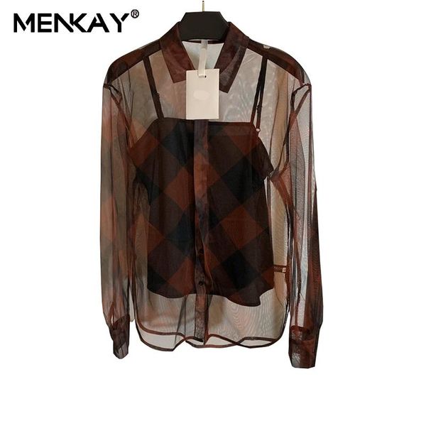 women's blouses & shirts menkay 2021 mesh sling two-piece set turn-down collar hollow out, White
women's blouses & shirts menkay 2021 mesh sling two-piece set turn-down collar hollow out, White