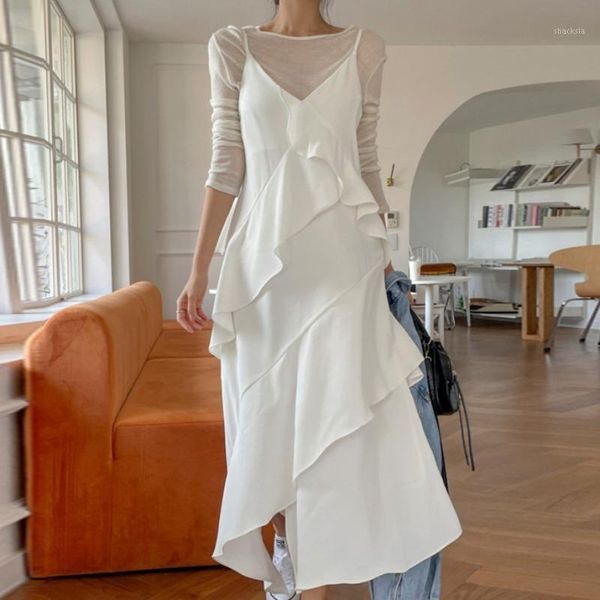 casual dresses wakuta french style elegant multi layers ruffles strap irregular dress women 2021 gentle slim waist solid korean, Black;gray
casual dresses wakuta french style elegant multi layers ruffles strap irregular dress women 2021 gentle slim waist solid korean, Black;gray