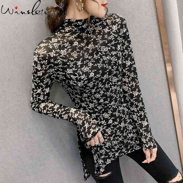 women's t-shirt korean style girls fashion vintage irregularity split turtleneck print elastic women long sleeve tees 2021 t1, White
women's t-shirt korean style girls fashion vintage irregularity split turtleneck print elastic women long sleeve tees 2021 t1, White
