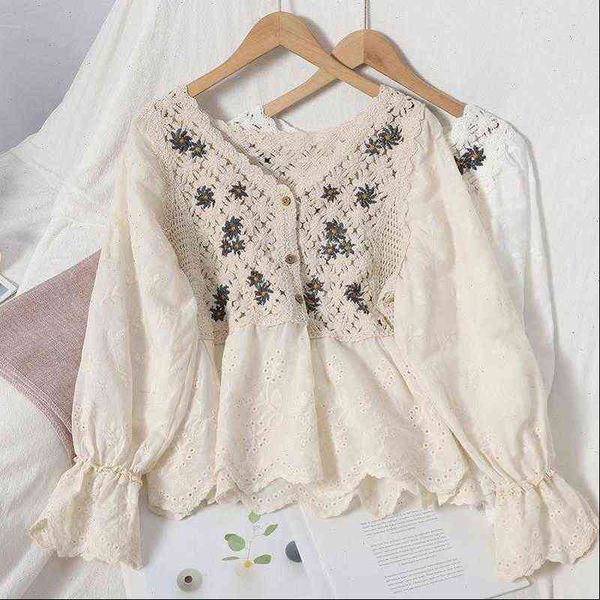 hollow out autumn elegant womens shirts v neck single breasted patchwork shirt female flare long sleeve beige white
hollow out autumn elegant womens shirts v neck single breasted patchwork shirt female flare long sleeve beige white