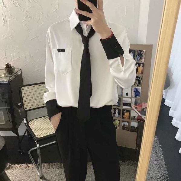 men's casual shirts shirtspring autumn contrast tie shirt korean long sleeve fashion net red design hairdresser's clothes yv69, White;black
men's casual shirts shirtspring autumn contrast tie shirt korean long sleeve fashion net red design hairdresser's clothes yv69, White;black