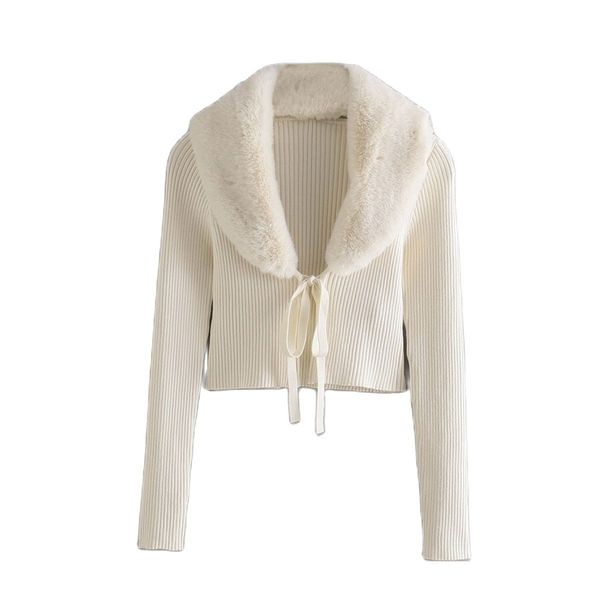 bbwm women sweet fur collar splicing knitting sweater female lace long sleeve cardigan chic 211221, White;black
bbwm women sweet fur collar splicing knitting sweater female lace long sleeve cardigan chic 211221, White;black