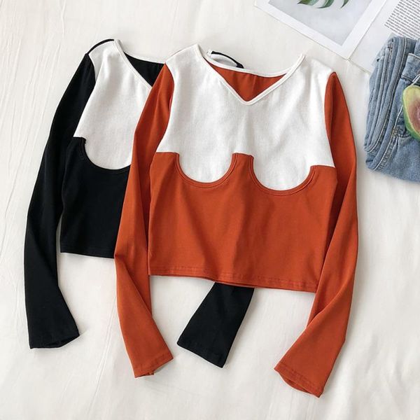 color matching blouse women vintage v collar shirt loose autumn winter blouses long sleeve t women's & shirts, White
color matching blouse women vintage v collar shirt loose autumn winter blouses long sleeve t women's & shirts, White