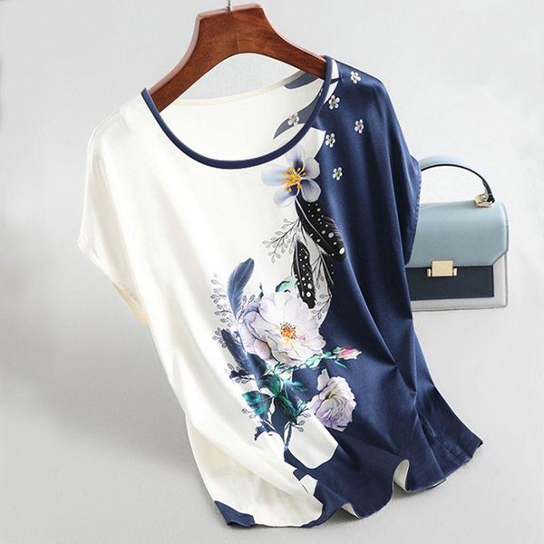 women silk satin blouses plus size batwing sleeve vintage print floral blouse ladies casual short women's & shirts, White
women silk satin blouses plus size batwing sleeve vintage print floral blouse ladies casual short women's & shirts, White