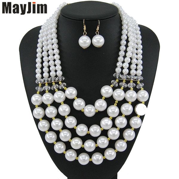 earrings & necklace mayjim statement african beads crystal pearl jewelry sets handmade gold chain bridal vintage fashion women, Silver
earrings & necklace mayjim statement african beads crystal pearl jewelry sets handmade gold chain bridal vintage fashion women, Silver