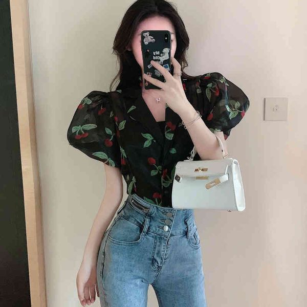 summer women blouses shirts puff sleeve casual notched collar mesh printing vintage elegant slim with lining 210514, White
summer women blouses shirts puff sleeve casual notched collar mesh printing vintage elegant slim with lining 210514, White