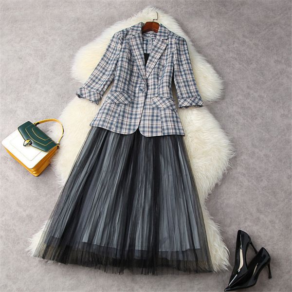 two piece dress you'll see designers lady office party 2 piece all elegant women's clothes plaid carving blazer+ girdle mesh dress, White
two piece dress you'll see designers lady office party 2 piece all elegant women's clothes plaid carving blazer+ girdle mesh dress, White
