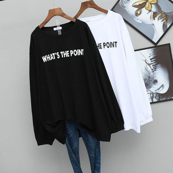 women's t-shirt 2021 autumn korean loose thin all-match casual simple solid color plus size medium-long women, White
women's t-shirt 2021 autumn korean loose thin all-match casual simple solid color plus size medium-long women, White