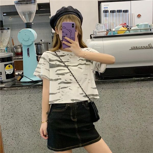 european and american high street tie dyed short t-shirt women's 2021 summer sleeve elegant design waist navel top, White
european and american high street tie dyed short t-shirt women's 2021 summer sleeve elegant design waist navel top, White