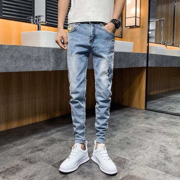 men's jeans 2021 fall products young casual korean straight solid color trousers/ ripped, Blue
men's jeans 2021 fall products young casual korean straight solid color trousers/ ripped, Blue