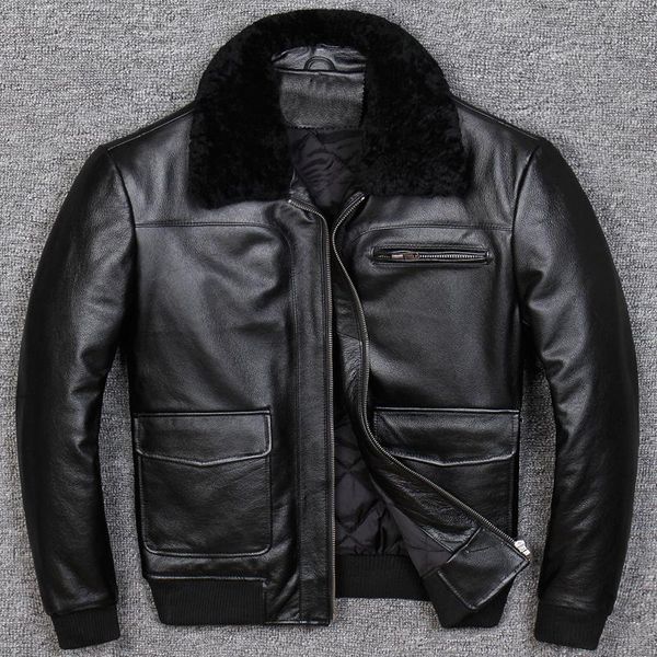men's leather & faux nice plus size mens retro vintage cowhide genuine jacket thick biker coats, Black
men's leather & faux nice plus size mens retro vintage cowhide genuine jacket thick biker coats, Black