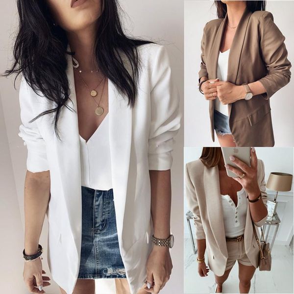 women's suits & blazers 2021fall long sleeve solid color double pocket lapel blazer wear, White;black
women's suits & blazers 2021fall long sleeve solid color double pocket lapel blazer wear, White;black