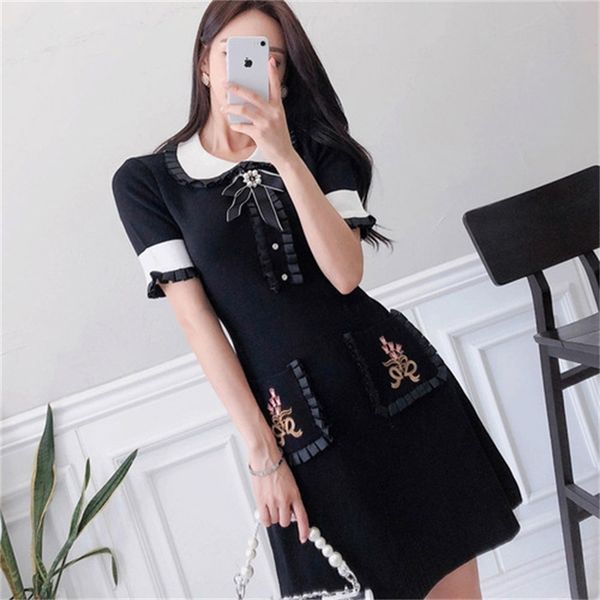 casual dresses korean fashion hit color knitting mini summer women beading bow short sleeve embroidery sweet sweater 43z5, Black;gray
casual dresses korean fashion hit color knitting mini summer women beading bow short sleeve embroidery sweet sweater 43z5, Black;gray