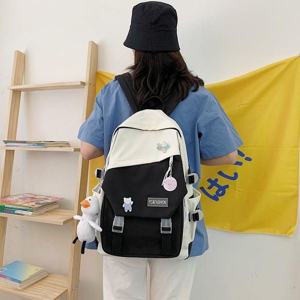school bags 2021 contrast color fashion backpack nylon waterproof women's backpacks badge pin trendy travel
school bags 2021 contrast color fashion backpack nylon waterproof women's backpacks badge pin trendy travel