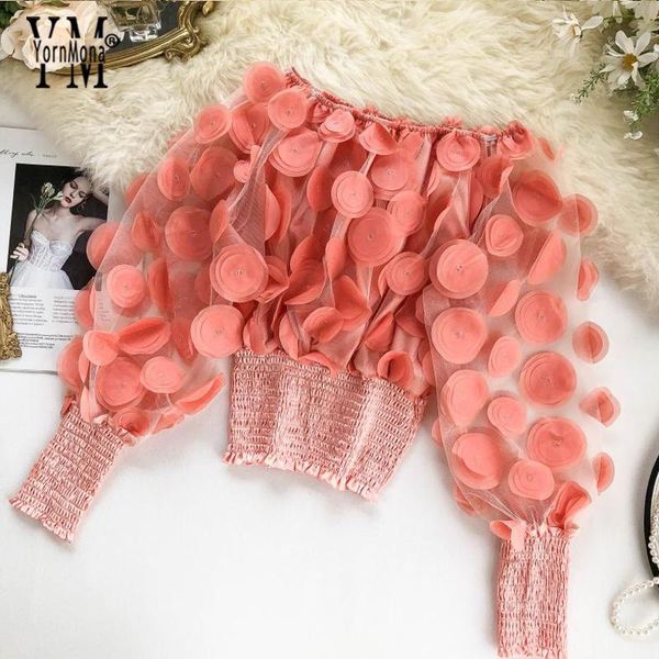 women's blouses & shirts yornmona romantic flower decoration pink blouse shirt women elegant off shoulder transparent ladies puff sleev, White
women's blouses & shirts yornmona romantic flower decoration pink blouse shirt women elegant off shoulder transparent ladies puff sleev, White