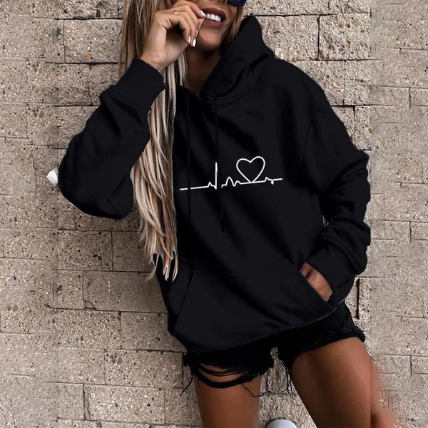 women's hoodies & sweatshirts hoodie heartbeat print loose pocket drawstring sweatshirt maternity autumn winter pullover long sleeved, Black
women's hoodies & sweatshirts hoodie heartbeat print loose pocket drawstring sweatshirt maternity autumn winter pullover long sleeved, Black
