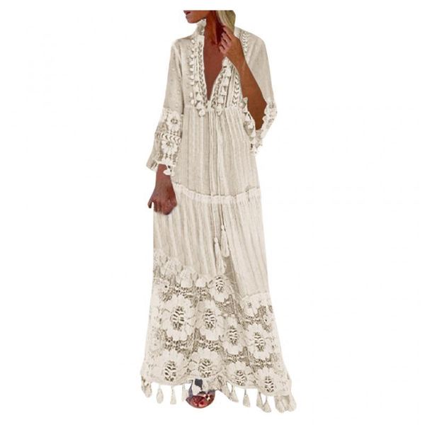 casual dresses white dress long sleeve fashion bohemian large size v-neck solid color lace tassel vestido de mujer, Black;gray
casual dresses white dress long sleeve fashion bohemian large size v-neck solid color lace tassel vestido de mujer, Black;gray