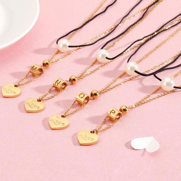 double layer letter love pendant necklace women stainless steel gold christmas gift necklaces, Silver
double layer letter love pendant necklace women stainless steel gold christmas gift necklaces, Silver