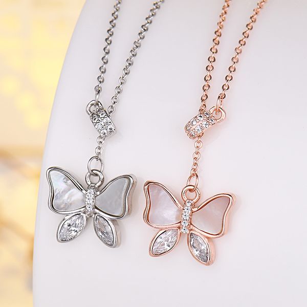 2021 white fritillaria butterfly tassel rose gold necklace female clavicle chain jewelry gift, Silver
2021 white fritillaria butterfly tassel rose gold necklace female clavicle chain jewelry gift, Silver