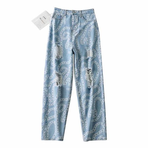 women's jeans street s hole beggar pants female 2021 high waist loose wide-legged straight harlan torre, Blue
women's jeans street s hole beggar pants female 2021 high waist loose wide-legged straight harlan torre, Blue