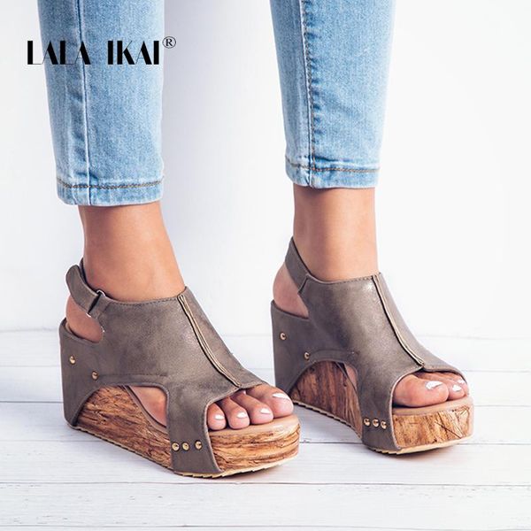 ladies rome wedge sandals pu leather rivet solid hook & loop open toe zandalias de verano mujer 014c2128 -4, Black
ladies rome wedge sandals pu leather rivet solid hook & loop open toe zandalias de verano mujer 014c2128 -4, Black