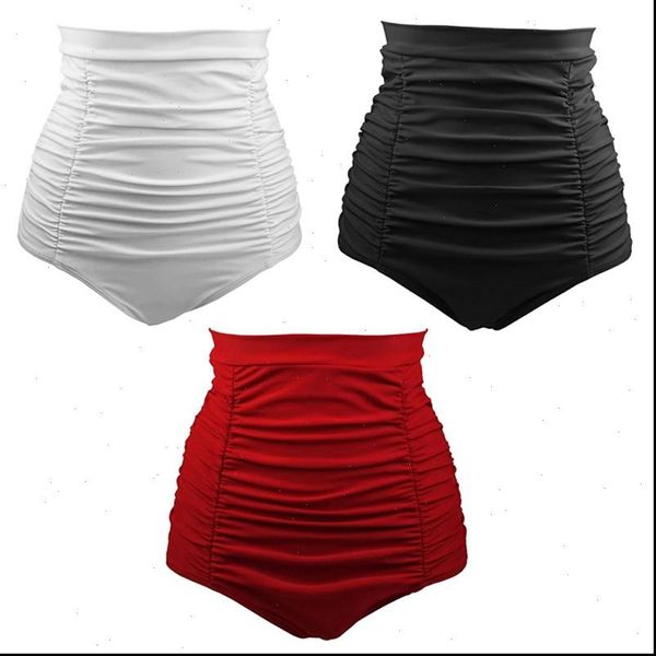 women shorts vintage bottom ladies solid pleated ruched brazilian bathing plus size for female drop, White;black
women shorts vintage bottom ladies solid pleated ruched brazilian bathing plus size for female drop, White;black