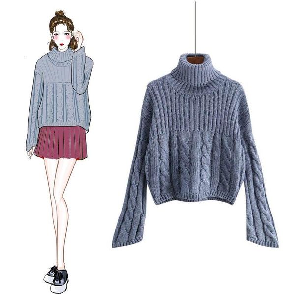 women's sweaters 2021 autumn winter turtleneck cropped solid knitted pullover korean student style long sleeve twisted sweater, White;black
women's sweaters 2021 autumn winter turtleneck cropped solid knitted pullover korean student style long sleeve twisted sweater, White;black