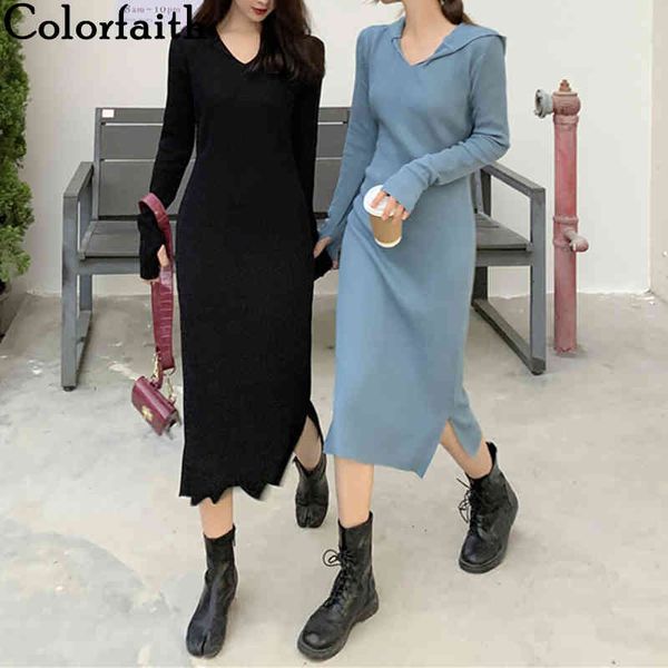 colorfaith new women's spring autumn dresses hooded knitted fashionable korean style elegant vintage long dress dr40051 210413, Black;gray
colorfaith new women's spring autumn dresses hooded knitted fashionable korean style elegant vintage long dress dr40051 210413, Black;gray