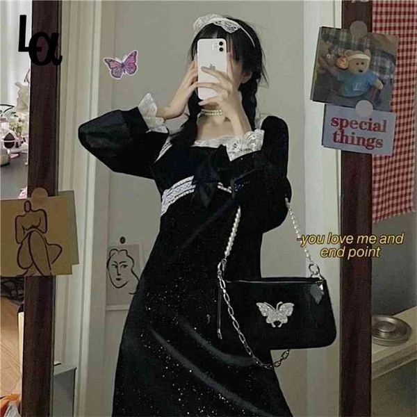 black gothic dress women winter elegant lace patchwork party female high street japanese kawaii korean 210519, Black;gray
black gothic dress women winter elegant lace patchwork party female high street japanese kawaii korean 210519, Black;gray
