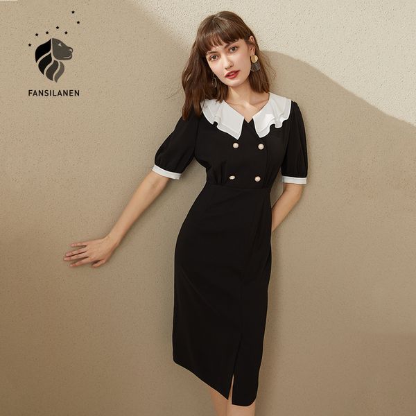 fansilanen ruffle patchwork vintage long black dress women puff sleeve elegant bodycon dress office lady retro party dress, Black;gray
fansilanen ruffle patchwork vintage long black dress women puff sleeve elegant bodycon dress office lady retro party dress, Black;gray