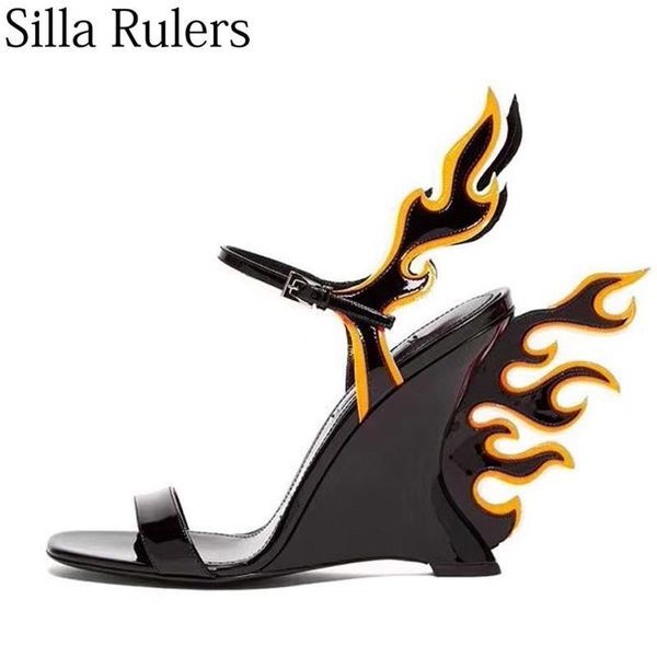 style flame wedges high heels ladies sandals ankle strap shoes peep toe runway fashion woman summer, Black
style flame wedges high heels ladies sandals ankle strap shoes peep toe runway fashion woman summer, Black