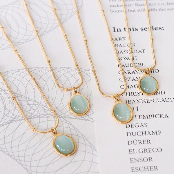 pendant necklaces stainless steel oval shape opal for women waterproof jewelry trendy metal 18 k collar gold neckalce gift, Silver
pendant necklaces stainless steel oval shape opal for women waterproof jewelry trendy metal 18 k collar gold neckalce gift, Silver