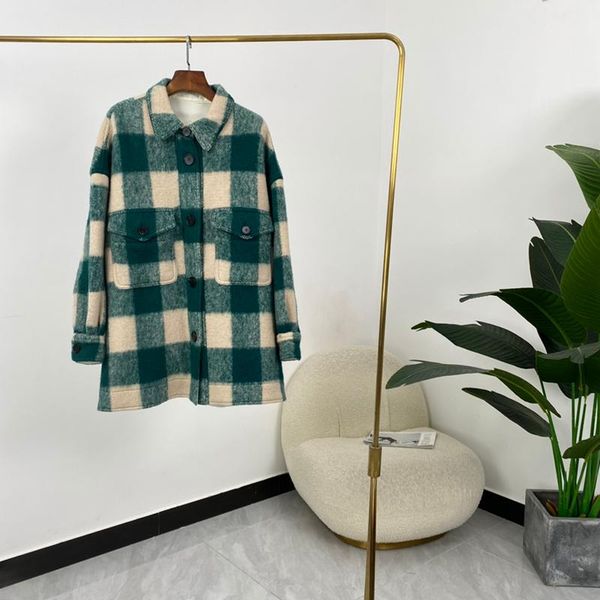 women's wool & blends 2021 fall winter original oversize green beige plaid and long sleeve turn down collar slit warm coat, Black
women's wool & blends 2021 fall winter original oversize green beige plaid and long sleeve turn down collar slit warm coat, Black