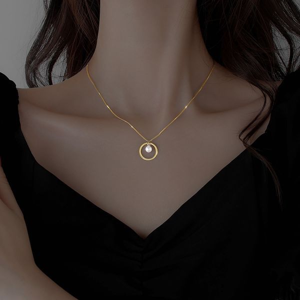 circle pearl clavicle necklace female niche design feeling fashion chain of clavicle contracted temperament, Silver
circle pearl clavicle necklace female niche design feeling fashion chain of clavicle contracted temperament, Silver