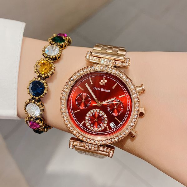 new dacr style fashion atmosphere steel band small three needle calendar women's waterproof quartz watch, Slivery;brown
new dacr style fashion atmosphere steel band small three needle calendar women's waterproof quartz watch, Slivery;brown