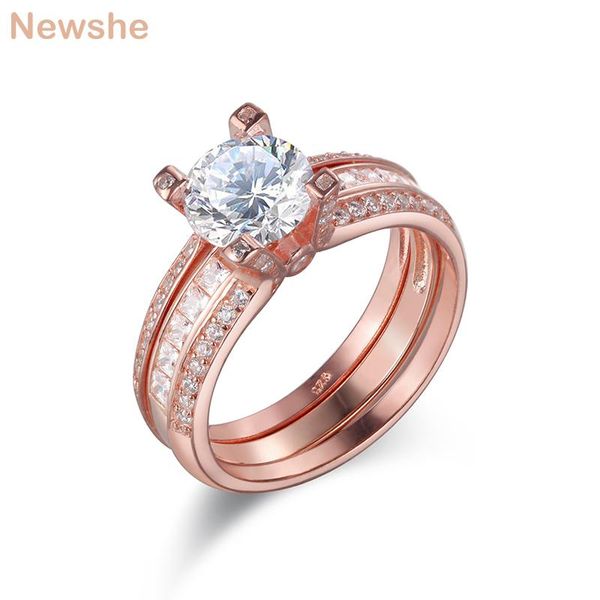 she solid 925 sterling silver rose gold color wedding ring set for women detachable guard band jr4579_g cluster rings, Golden;silver
she solid 925 sterling silver rose gold color wedding ring set for women detachable guard band jr4579_g cluster rings, Golden;silver