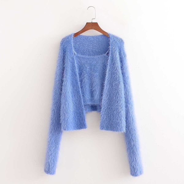 women's sweaters autumn / winter mink like loose plush cardigan with knitted suspender sweater vtql, White;black
women's sweaters autumn / winter mink like loose plush cardigan with knitted suspender sweater vtql, White;black