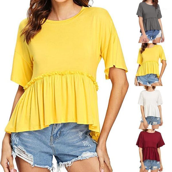 women's blouses & shirts female summer solid women fashion leisure time elegant t ladies ruffle hem short sleeve ruffles blouse #4, White
women's blouses & shirts female summer solid women fashion leisure time elegant t ladies ruffle hem short sleeve ruffles blouse #4, White