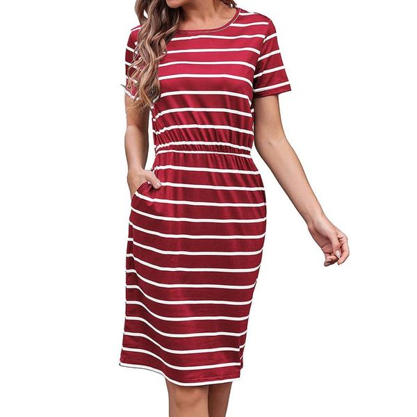 casual dresses 2021 summer women's basic midi dress loose striped pockets o-neck short sleeve female vestido de mujer, Black;gray
casual dresses 2021 summer women's basic midi dress loose striped pockets o-neck short sleeve female vestido de mujer, Black;gray