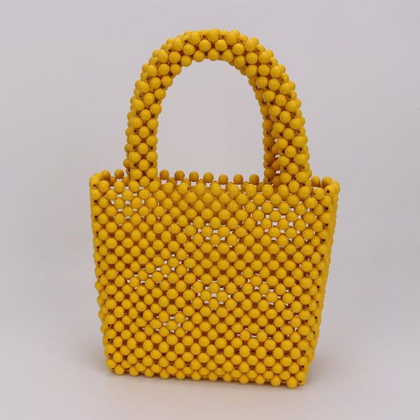 clutch bags ladies yellow balls small square wood fashion hand-held beads bale one bag