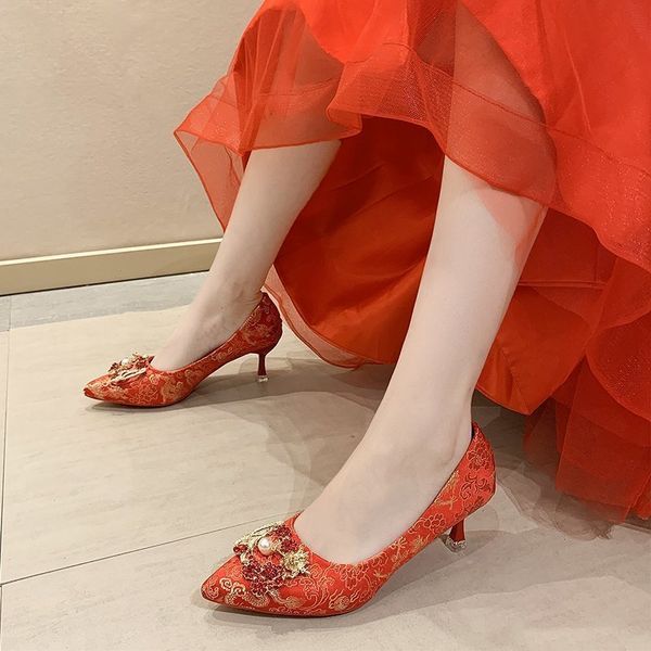 sandals wedding shoes women pumps high heels chinese toast red stiletto silk bridal 2021 pgen, Black
sandals wedding shoes women pumps high heels chinese toast red stiletto silk bridal 2021 pgen, Black