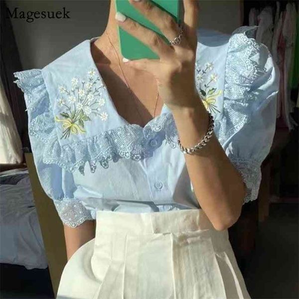 turn-down collar floral embroidery blouse women vintage summer puff short sleeve shirts woman lace stitching elegant 14597 210512, White
turn-down collar floral embroidery blouse women vintage summer puff short sleeve shirts woman lace stitching elegant 14597 210512, White